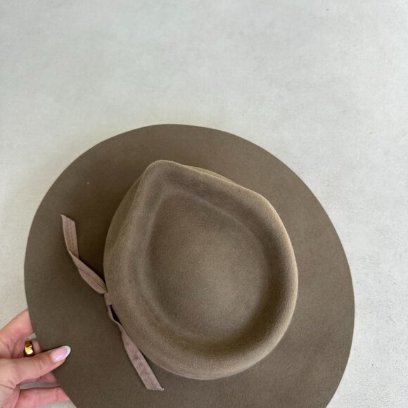 NWT Lack Of Color Moss Zulu Wool Felt Fedora Hat In Moss Brown Wide Brim - Picture 10 of 11